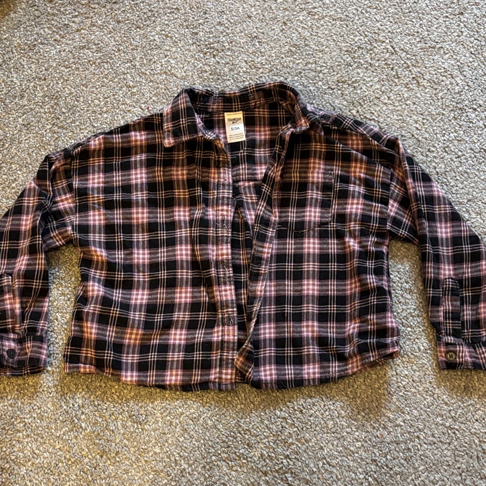 OshKosh B'gosh Purple and Black Checkerd Cropped Flannel